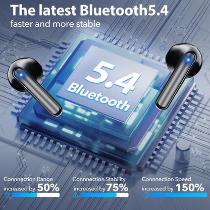 Bluetooth Kopfhörer Kabellos, 60 Std. Deep Bass Ohrhörer mit 4 Mikrofonen zur Geräuschunterdrückung, IP5 Wasserdichte Ohrhörer für iPhone Android Sport Bluetooth inalambricos (Pearl)