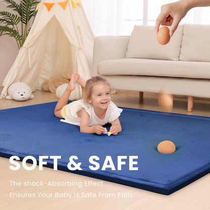 Huloo Sleep Ultra Soft Baby Spielmatte für den Boden, 3,3 cm dicke Elasti-Foam 127x127 cm Laufgittermatte für Kleinkinder, rutschfeste Rückseite, sicher zum Krabbeln und für die Bauchlage, Tatami-Stil (Dunkelgrau)
