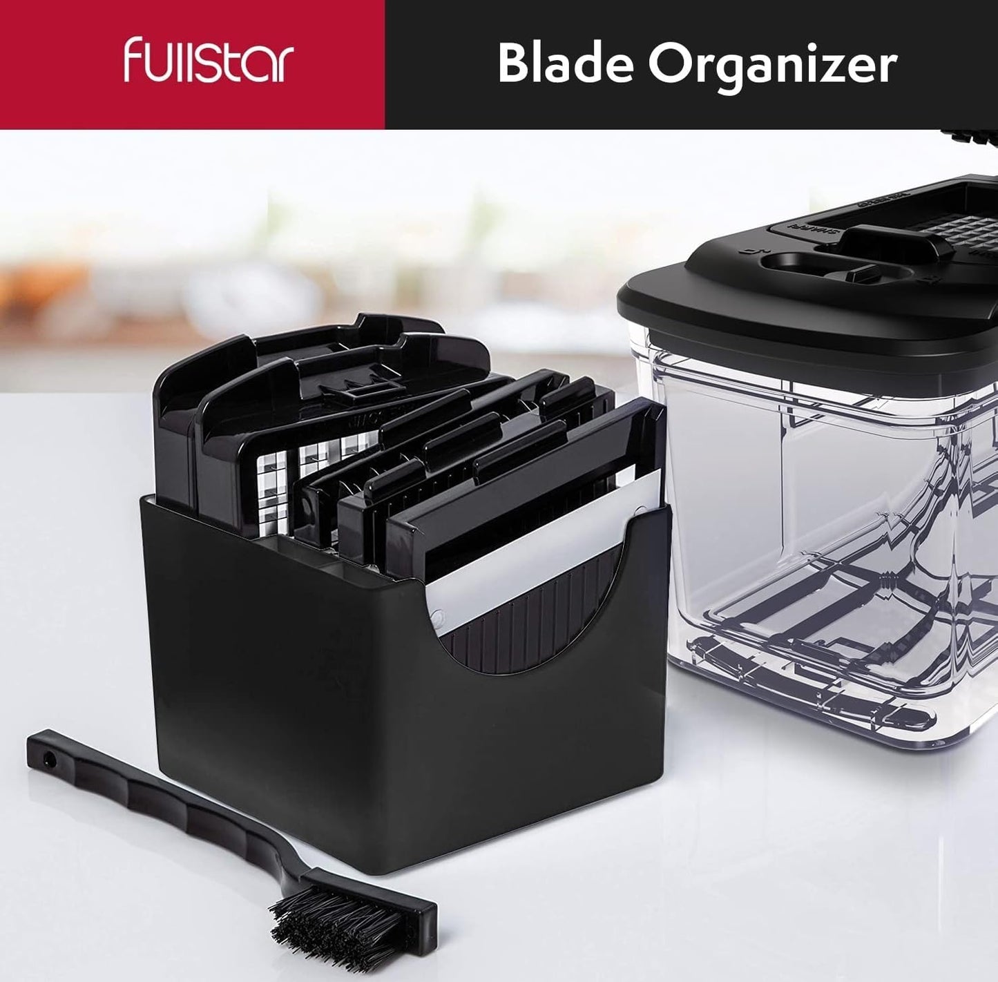 Fullstar Gemüsehacker und Mandolinenschneider - Julienne-Schneider, Würfelschneider, Reibe für Lebensmittel, Gemüse, Zwiebeln, Gurken, Tomaten, Salat, Kartoffeln, Käse - Küchenutensilien & Gadgets (Kompakt 6-in-1, Weiß)