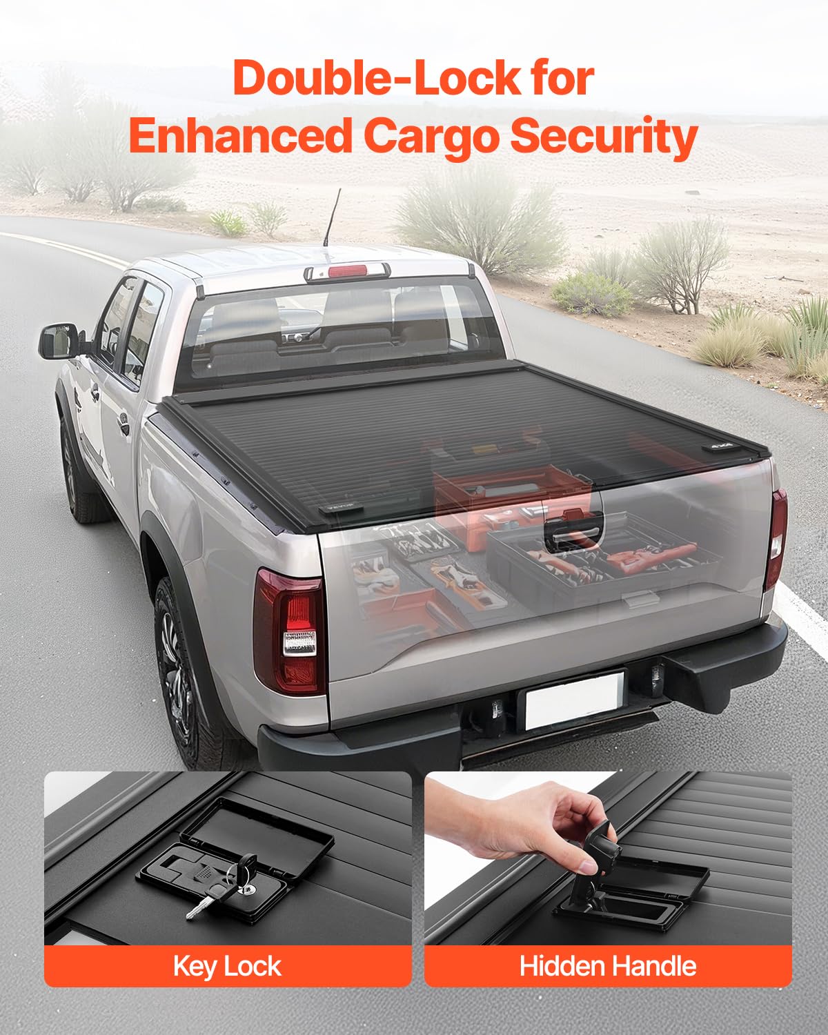VEVOR Weiche aufrollbare Ladeflächenabdeckung, kompatibel mit 2019–2024 Dodge Ram 1500 Classic, 2003–2025 Ram 2500 3500, passend für 1,95 m (6 Fuß 4 Zoll/76 Zoll) Ladefläche, PVC-Abdeckung mit Aluminiumlegierungsstangen