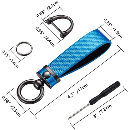 DEKEWEI Carbon Fiber Style Auto-Schlüsselanhänger aus Mikrofaser-Leder, universelle Schlüsselanhänger für Schlüssel-Fobs für Männer und Frauen, 360 Grad drehbar mit Anti-Verlust-D-Ring (Schwarz)