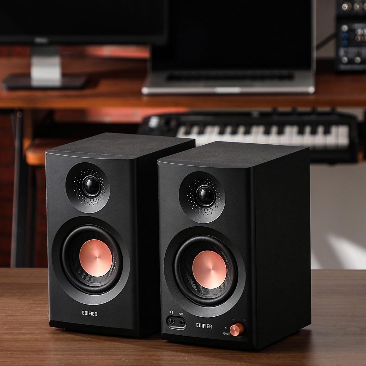 Edifier MR3 Powered Studio Monitor Lautsprecher, Hi-Res Audio Zertifiziert Bluetooth V5.4 Aktiver Regallautsprecher, 2.0 Computer mit Kopfhörerausgang Cinch AUX Symmetrischer TRS-Eingang (Schwarz)