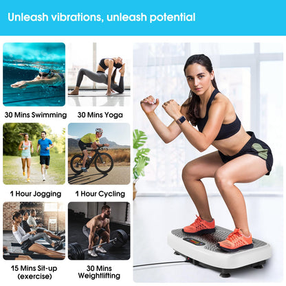 SoftGym Waver Vibration Plate Exercise Machine for Lymphatic Drainage Weight Loss,120 Speed Levels Vibrating Platform with Resistance Bands,Full-Body Workout Equipment for Muscle Activation
