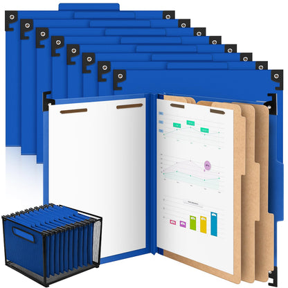 Henoyso 10 Pcs Hanging Classification File Folders, Letter Size Red Folders with 3 Pressboard Dividers, 8 Fasteners, 4 Inch Expansion, 1/3-cut Top Tab for Medical Records and File Cabinet Organizer