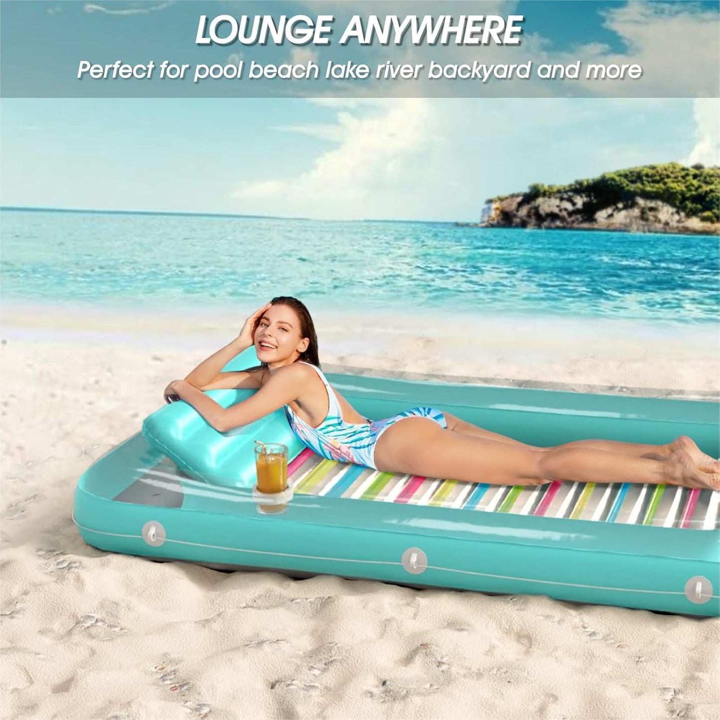 Jasonwell 4-in-1 Inflatable Tanning Pool Lounger Float