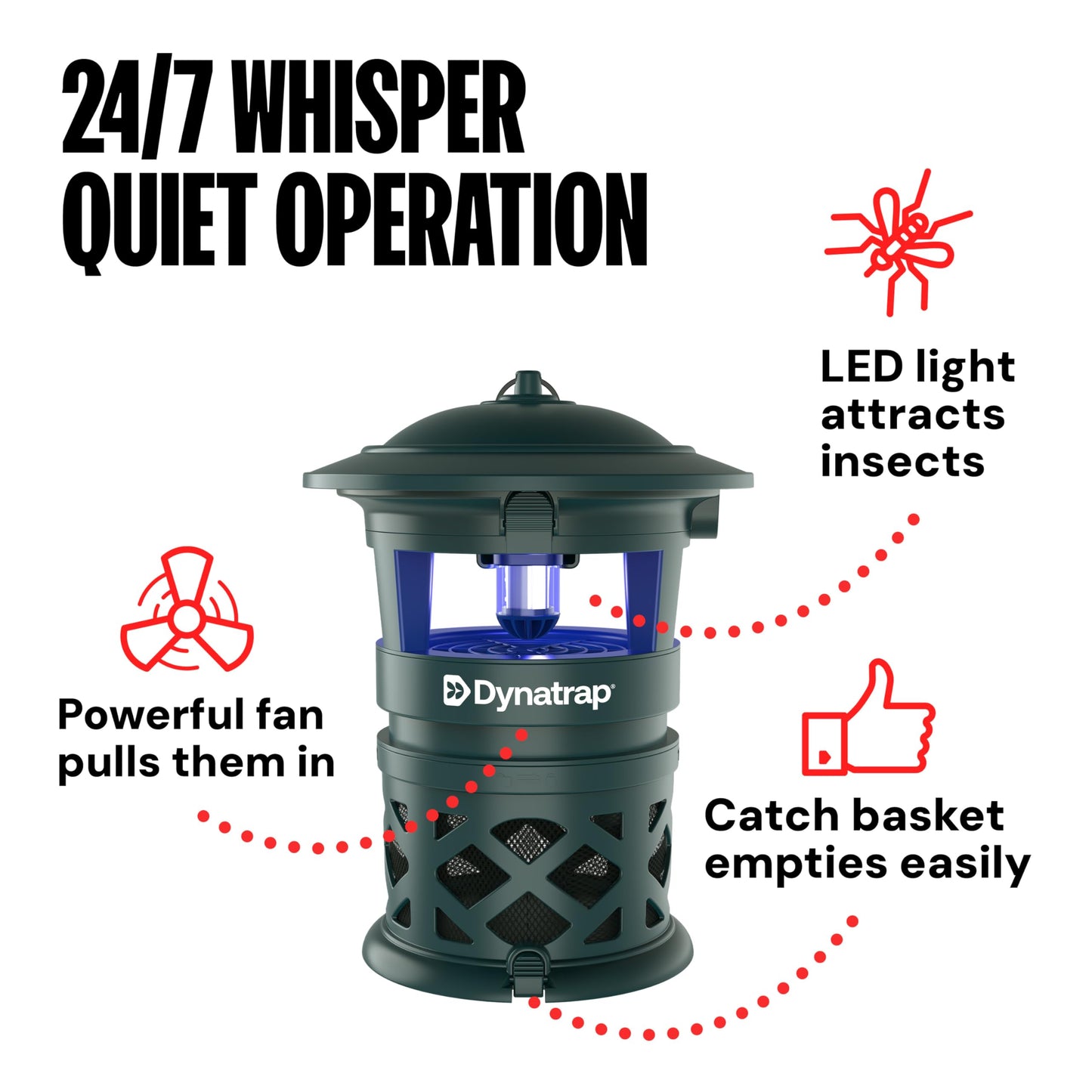 Dynatrap DT1130SR 1/2 Acre Mosquito & Flying Insect Outdoor Trap and Killer – Kills Mosquitoes, Flies, Wasps, Gnats, & Other Flying Insects - Bug Zapper Alternative – Black