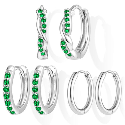 Inerney 14K Gold Plated Huggie Hoop Earrings for Women, Small Sterling Silver Earring Set Hypoallergenic Cartilage Helix Stacks, Mini Dainty Cute Trendy Birthstone Jewelry Gift for Multiple Piercings