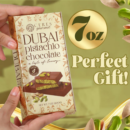 Barra de chocolate crujiente con Knafeh, pistacho, de Dubái, 7 oz | Famosa barra de chocolate con Kunafa de Dubái | Kunafe crujiente con pasta de pistacho | Regalo de postre gourmet