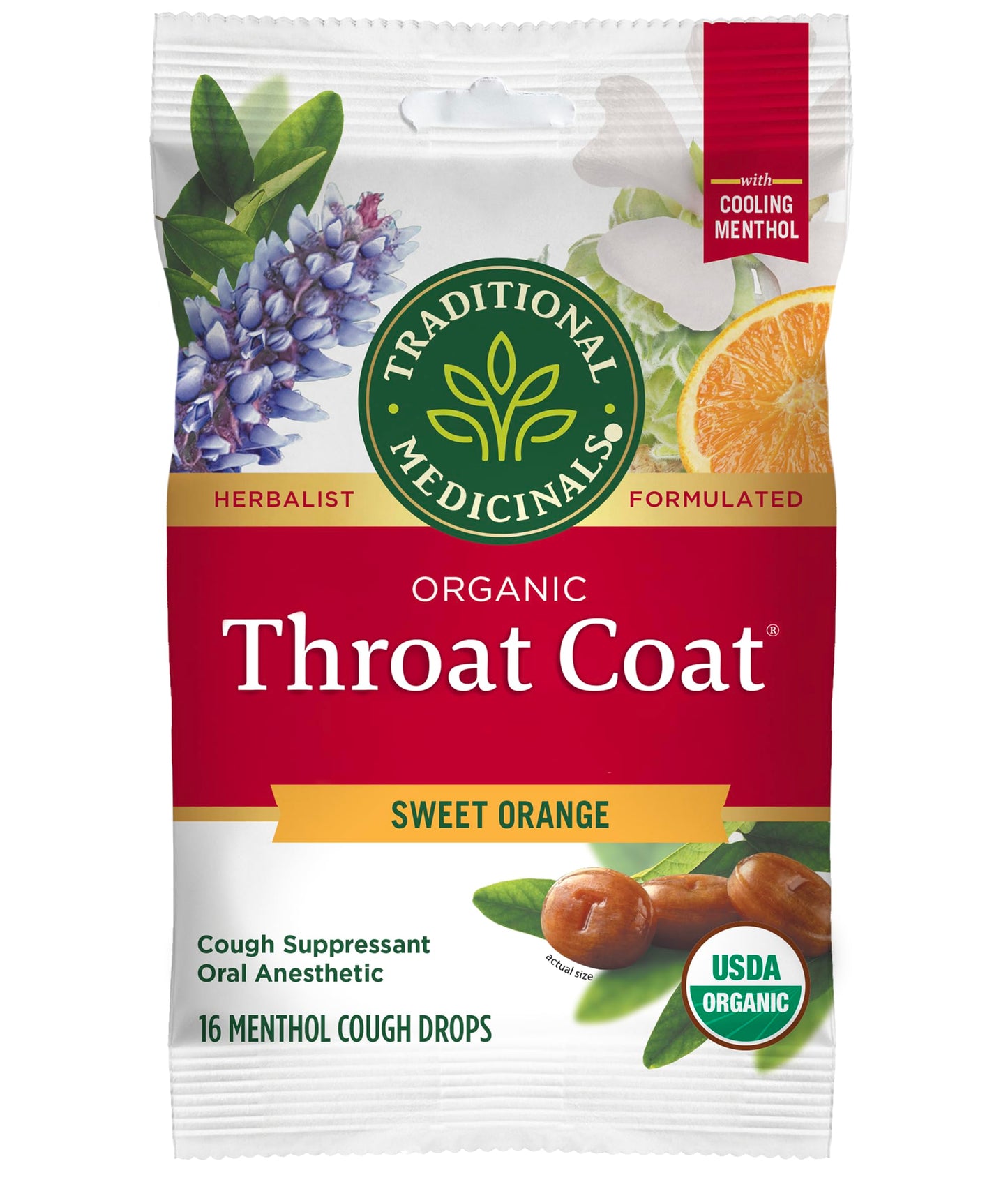 Traditional Medicinals Organic, Throat Coat Lozenges, Lemon Ginger Echinacea - Herbal Cough Drops, Helps Soothe Sore Throat - Non-GMO, Stimulant-Free - 16 Count (Pack of 12)