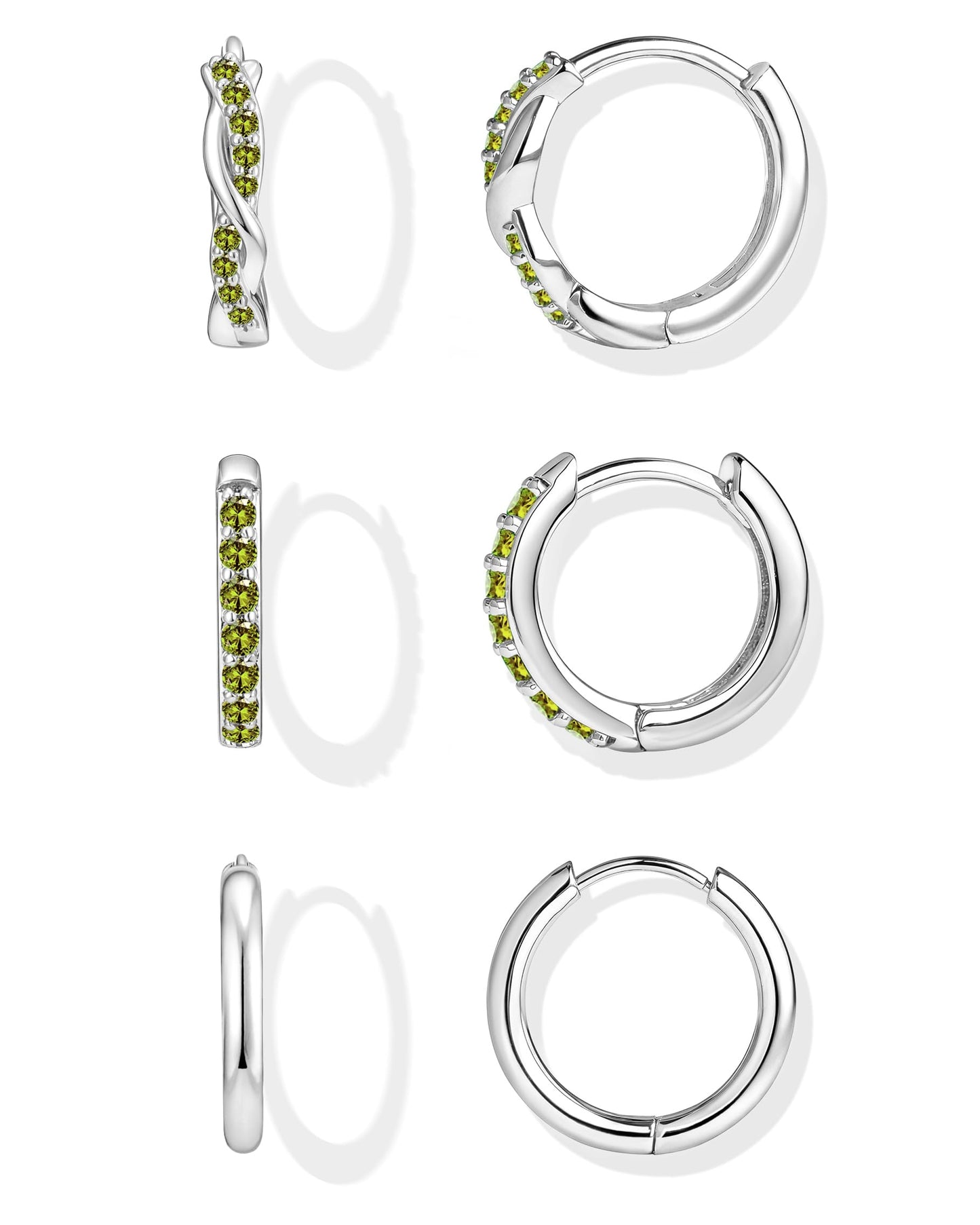 Inerney 14K Gold Plated Huggie Hoop Earrings for Women, Small Sterling Silver Earring Set Hypoallergenic Cartilage Helix Stacks, Mini Dainty Cute Trendy Birthstone Jewelry Gift for Multiple Piercings