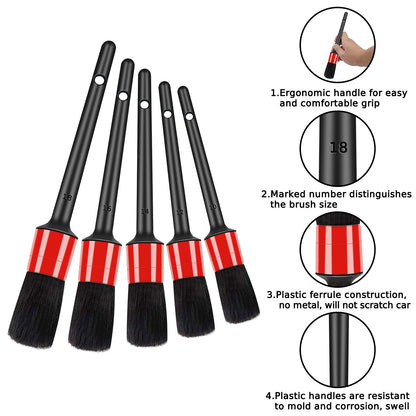 10pcs Auto Car Detailing Brush Set Car Interior Cleaning Kit Includes 5 Boar Hair Detail Brush,3 Wire Brush, 2 Air Vent Brush for Cleaning Interior Exterior, Dashboard Engines Leather Wheel