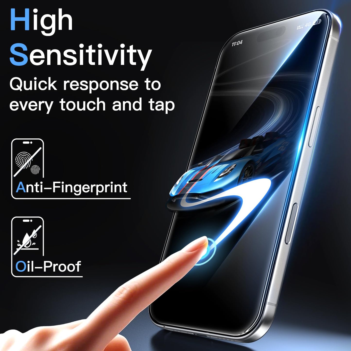 JETech Displayschutzfolie für iPhone 16 6,1 Zoll, gehärtetes Glas mit einfachem Installationstool, Case-Friendly, HD Klar, 3 Stück