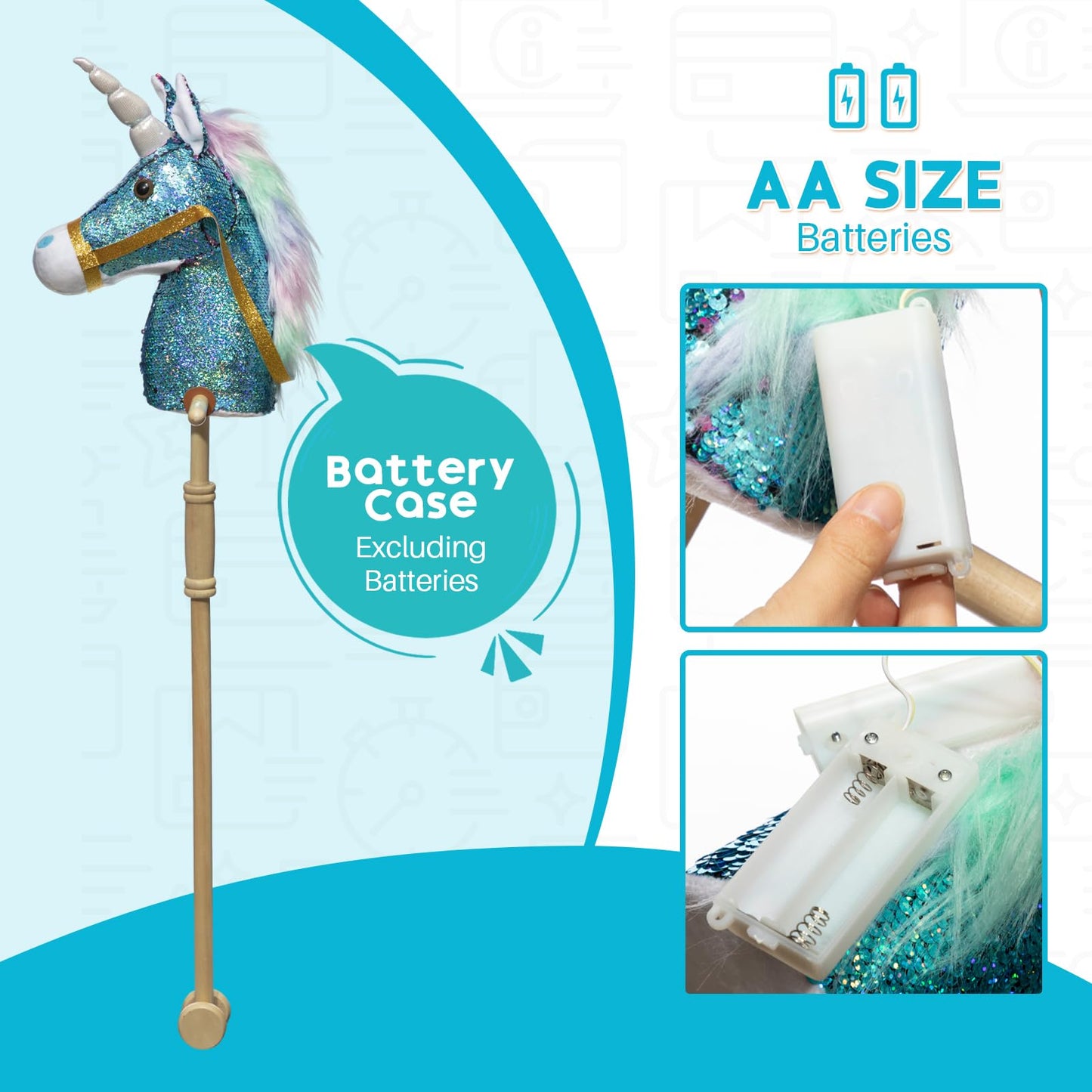 HollyHOME Plüsch Einhorn Steckenpferd mit Holzrädern Echten Pony Wiehern und Galoppieren Geräuschen Plüschtier Rosa 94 cm (AA Batterien Benötigt)