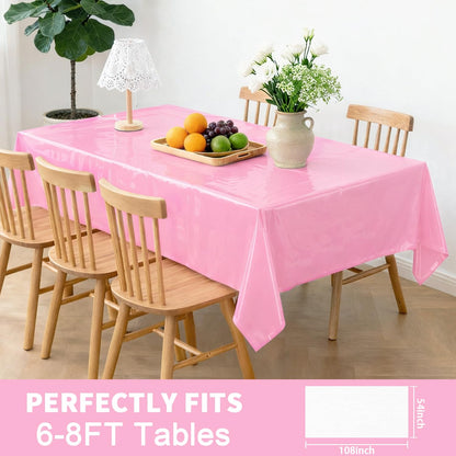 Vyntra Plastik-Tischdecken, 8er-Pack, 137 x 274 cm, rechteckig, rosa – Einweg-Party-Tischdecken für Valentinstag, Babyparty, Brautparty