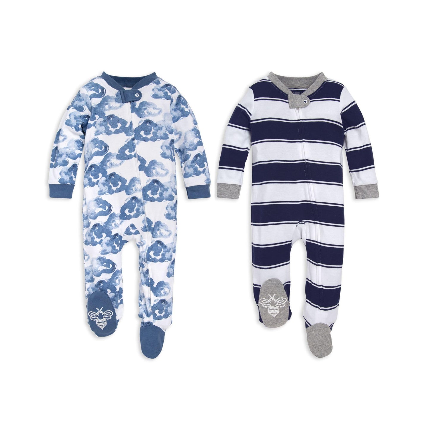 Burt's Bees Baby Boys Sleep and Play Pajamas, 100% Organic Cotton, One-piece PJs, Diagonal Zip Up Loose Fit Footie