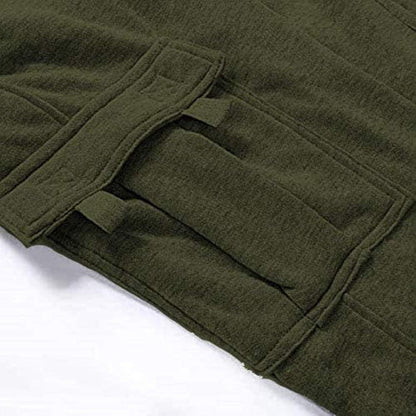 Herren Fleece Cargo Hose Dicke Sweatpants Freizeithose Loose Sports Jogginghose mit Taschen