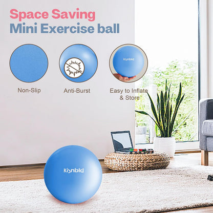 kisnbld Kleiner Gymnastikball, 9 Zoll Mini Pilates Ball, Anti-Burst und Rutschfester Mini Yoga Ball für Stabilität, Fitness, Physiotherapie, Dehnung und Rumpfkrafttraining zu Hause, im Fitnessstudio und Büro