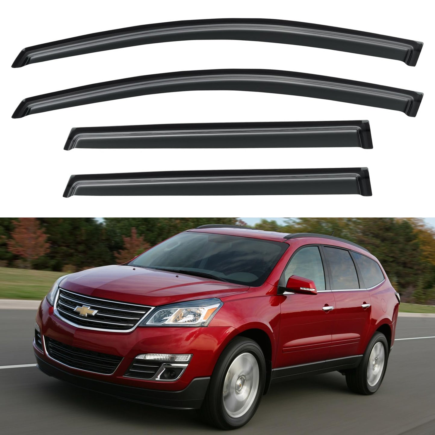 Window Visors Rain Guards for 2015-2026 Ford F150 SuperCrew & 2017-2026 F-150 Raptor F250 F350 F450 F550 Super Duty Crew Cab, Out-Channel Window Vent Deflectors Visors Shades Protectors