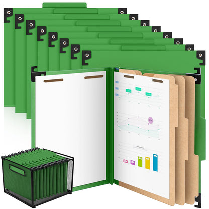 Henoyso 10 Pcs Hanging Classification File Folders, Letter Size Red Folders with 3 Pressboard Dividers, 8 Fasteners, 4 Inch Expansion, 1/3-cut Top Tab for Medical Records and File Cabinet Organizer