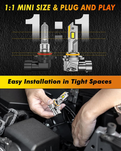 Termitor 2026 Upgraded H13/9008 Light Bulbs, 100,000LM 15X Ultra-Bright, 6500K Pure White 9008/H13 Fog Light Off-Road Conversion Kits, Easy Plug-N-Play Installation, IP68 Waterproof, Pack of 2