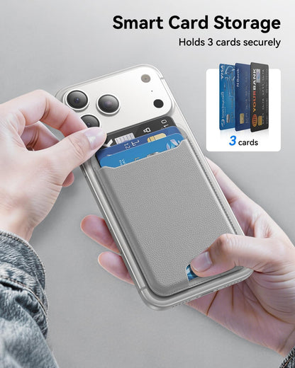 für MagSafe Wallet, 3 Kartenfächer, magnetische schlanke Handy-Geldbörse für iPhone 17/16/15/14/13/12 Pro Max Plus Air Serie, RFID-blockierendes veganes Leder, Schwarz