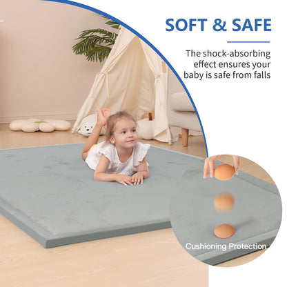 Huloo Sleep Ultra Soft Baby Spielmatte für den Boden, 3,3 cm dicke Elasti-Foam 127x127 cm Laufgittermatte für Kleinkinder, rutschfeste Rückseite, sicher zum Krabbeln und für die Bauchlage, Tatami-Stil (Dunkelgrau)