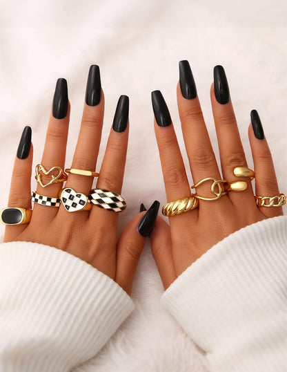 YEEZII Chunky Gold Rings for Women Non Tarnish, 18K Gold Plated Stackable Thumb Ring, Statement Women Rings Set