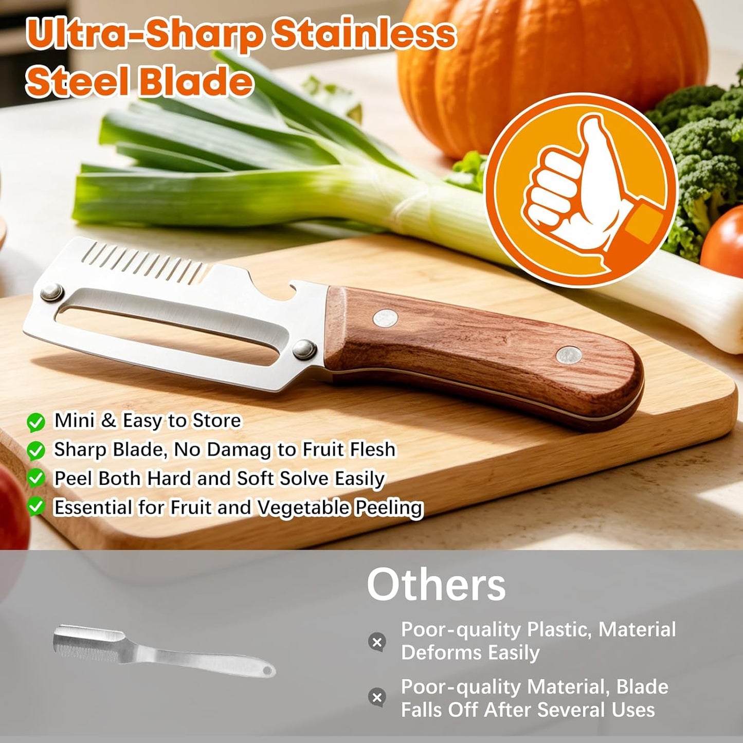 Left & Right Hand Vegetable Peeler Set with Scallion Slicer & Bottle Opener
