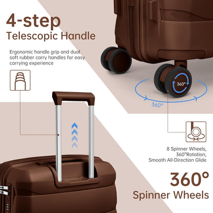 Mocha Magic: TRIPLAYER's 22 Inch Carry On Luggage Set