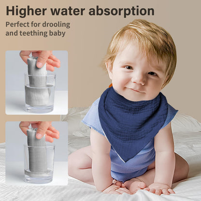 NISXABEBE Musselin-Baby-Lätzchen, 6er-Pack, Baby-Bandana-Spucktücher aus 100 % Baumwolle für Jungen und Mädchen, unifarbene Lätzchen für Spucken und Zahnen (Jungen)