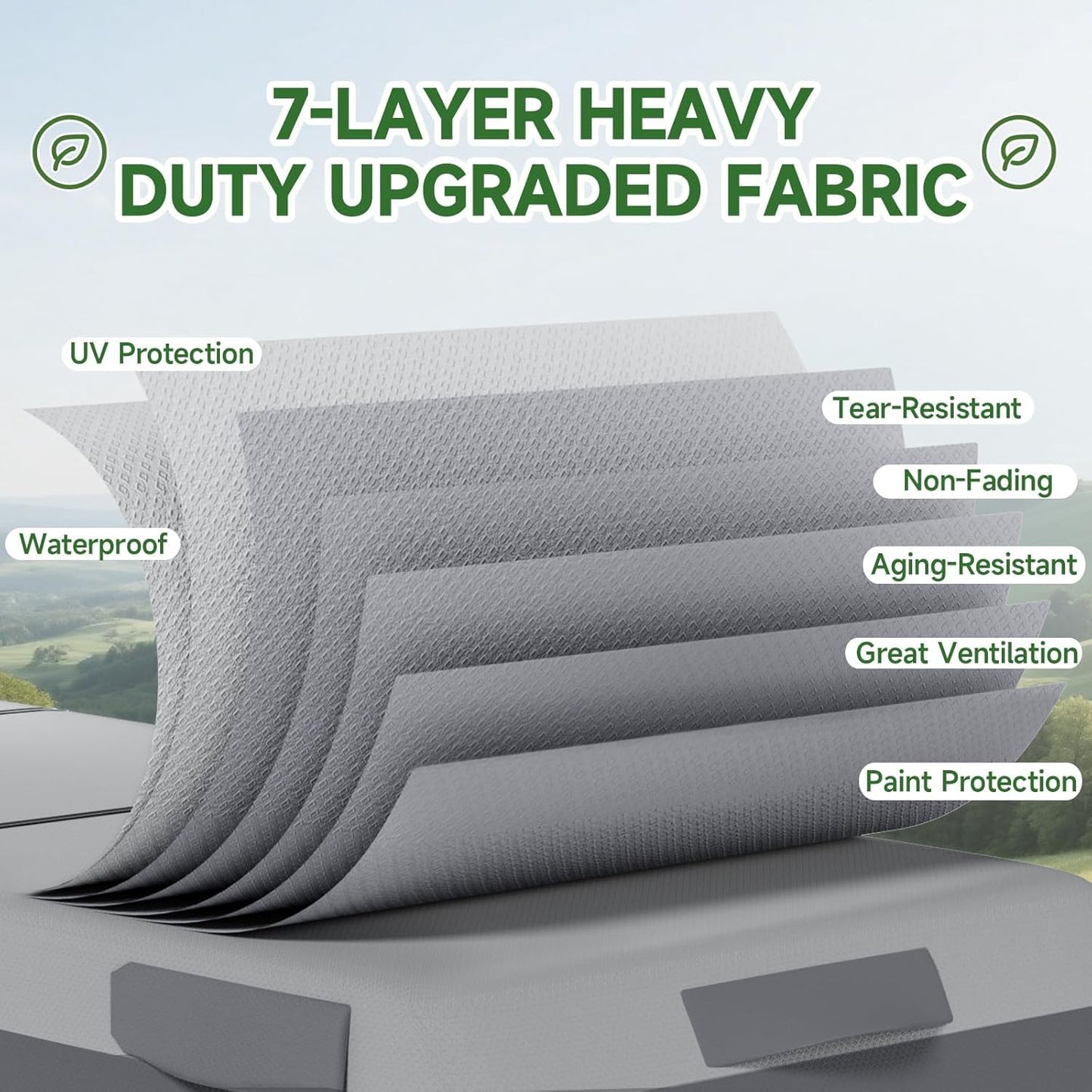 Umbrauto Class C RV Cover Fits 29-32’, Class C Motorhome Camper Cover, Heavy Duty 7 Layers Top Windproof Breathable RV Cover with 3Pcs Extra Straps, Adhesive Repair Patches, 6 Gutter Covers