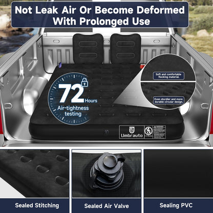 Umbrauto Car Air Mattress Backseat| Inflatable Truck Back Seat Camping Airbed for SUV Rear Seat, Blow Up Sleeping Travel Bed for Van Trunk with Pump & Pillows