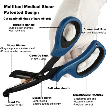 MEUUT 2 Pack Medical Scissors Trauma Shears for Left and Right Hand -Patented Bandage Scissors All Purpose with Non-Stick Blades, Surgical Grade Shears Stainless Steel EMT Scissors for Nurses EMT