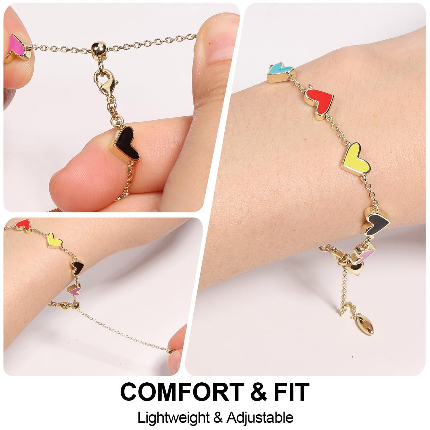 AICase 18K Gold Plated Clover Bracelet Dupes Gold/White/Black Bracelet Set for Women Flower Leaf Lucky Clover Bracelets Trendy Jewelry Birthday Gifts for Women/MoM/Friends