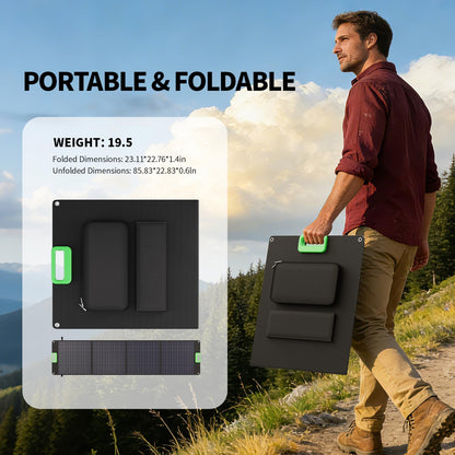 100W Portable Solar Panel, 23.5% High Efficiency ETFE Foldable Solar Charger for Power Station Generator, IP65 Waterproof with Kickstands, 18V Output for RV Camping Van Off-Grid Outdoor