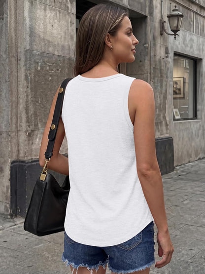 AUTOMET Womens Square Neck Tank Tops Loose Fit 2026 Summer Tops Clothes Fashion White M