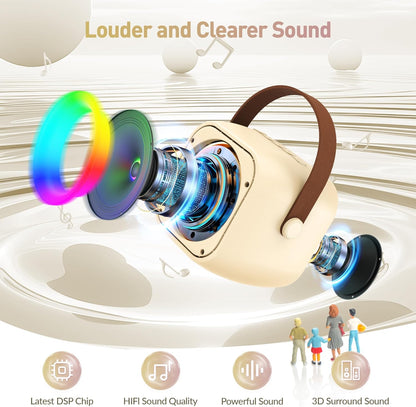 Mini Karaoke Machine for Kids Adults, Portable Bluetooth Speaker with 2 Wireless Microphone, Birthday Gifts for Girls Boys Ages 4, 5, 6, 7, 8, 9, 10, 12+ Years Old (Pinkcolor)