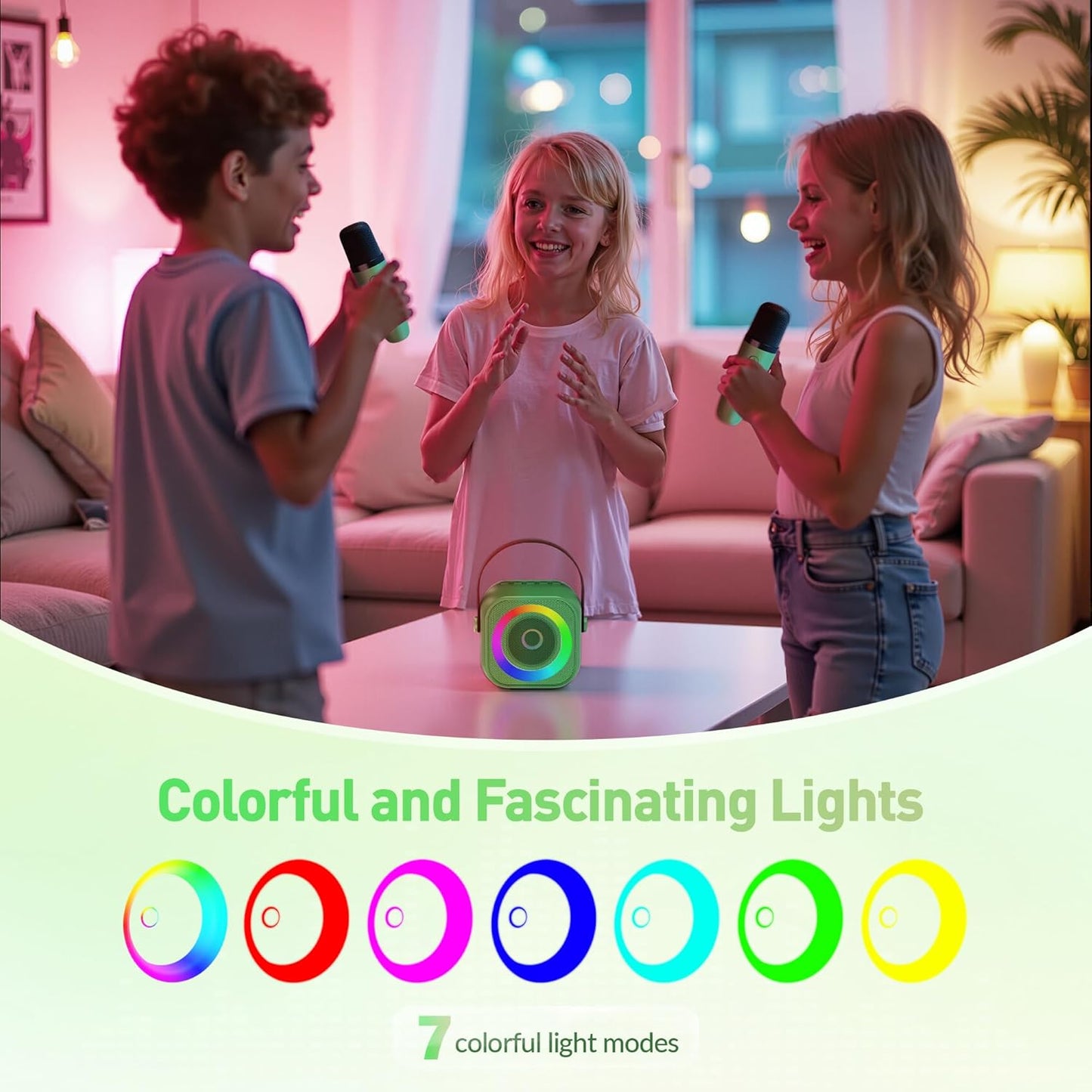 Mini Karaoke Machine for Kids Adults, Portable Bluetooth Speaker with 2 Wireless Microphone, Birthday Gifts for Girls Boys Ages 4, 5, 6, 7, 8, 9, 10, 12+ Years Old (Pinkcolor)