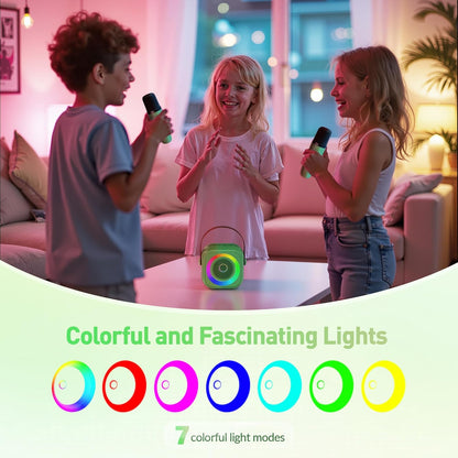 Mini Karaoke Machine for Kids Adults, Portable Bluetooth Speaker with 2 Wireless Microphone, Birthday Gifts for Girls Boys Ages 4, 5, 6, 7, 8, 9, 10, 12+ Years Old (Pinkcolor)