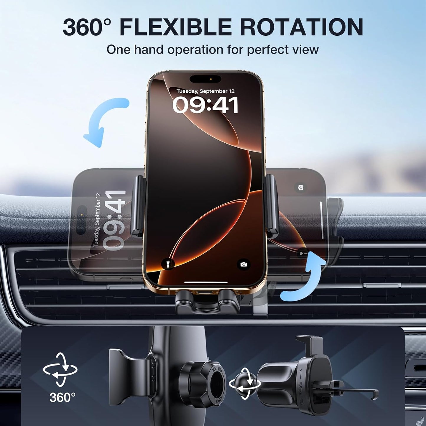 Miracase Handyhalterung für Lüftungsschlitze im Auto【2026 Breitere Klemme & Metallhaken】 Handyhalterung für Lüftungsschlitze im Auto, Freisprechfunktion, Handy-Autohalterung für iPhone 17 Pro Max 16 15 14 13 12 Samsung S25 Autozubehör
