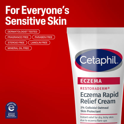 Cetaphil ECZEMA RESTORADERM FLARE-UP RELIEF CREAM, For Eczema Prone Skin, 8 oz, Barrier Repair, 48 Hour Hydration, 2% Skin Protectant Colloidal Oatmeal, Steroid Free (Pack of 12)