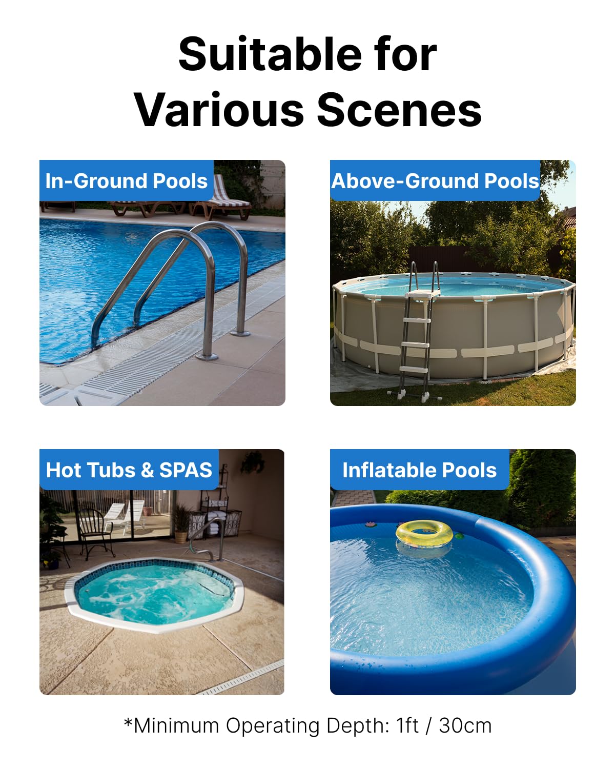 Cordless Pool Vacuum for Above Ground & Inground Pools, Consciot Handheld Rechargeable Pool Cleaner with 1110 GPH Suction, Telescopic Pole up to 87.5", 1H Runtime, See-Through Head for Debris & More