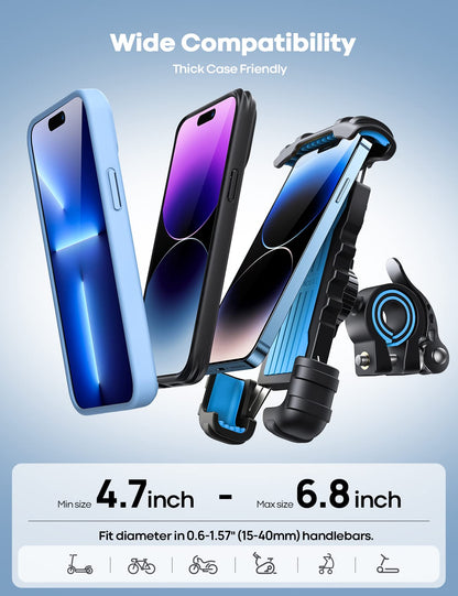 Lamicall Fahrrad Handyhalterung Motorrad Halterung - Motorrad Handyhalterung, Lenker Handy Klemme, Roller Handyclip Geschenke für iPhone 17 Air Pro Max, 16 15 Plus, S20, 4.7 bis 6.8 Zoll Smartphones