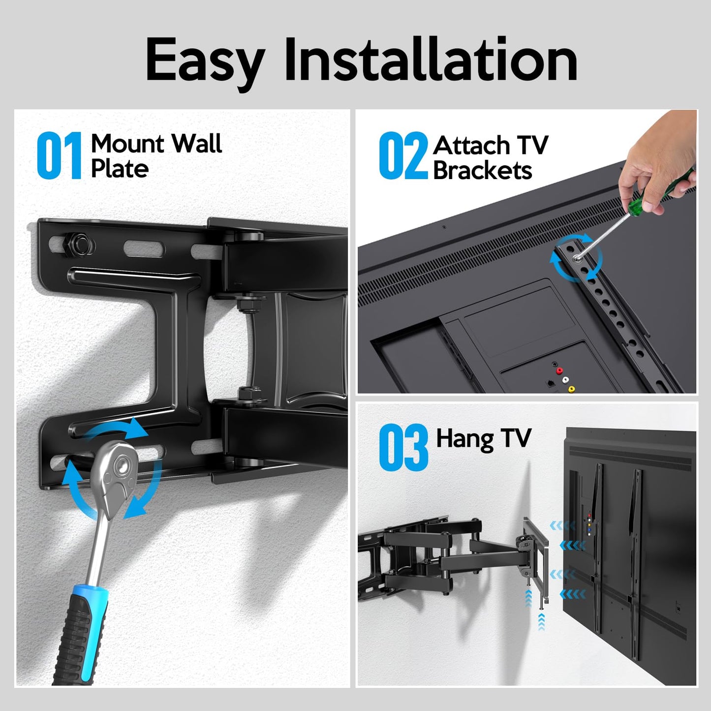 Vollbewegliche TV-Wandhalterung mit Schwenk-, Auszugs- und Neigefunktion für die meisten 13-42 Zoll LED LCD Flachbildfernseher & Monitore, bis zu 20 kg belastbar, max. VESA 200x200mm