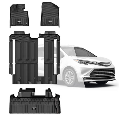 3W Floor Mats for Toyota Tacoma 2024 2025 2026 Double Cab Auto Tran(Not Fit Hybrid & XtraCab), TPE All Weather Custom Fit Floor Liner for Tacoma TRD/SR/SR5/limited Car Liners.