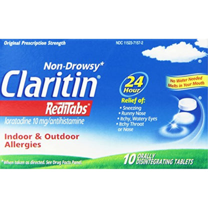 Claritin RediTabs 24 Hour Allergy Medicine, Non-Drowsy Prescription Strength Allergy Relief, Loratadine Antihistamine Tablets, 30 Count (Pack of 2)