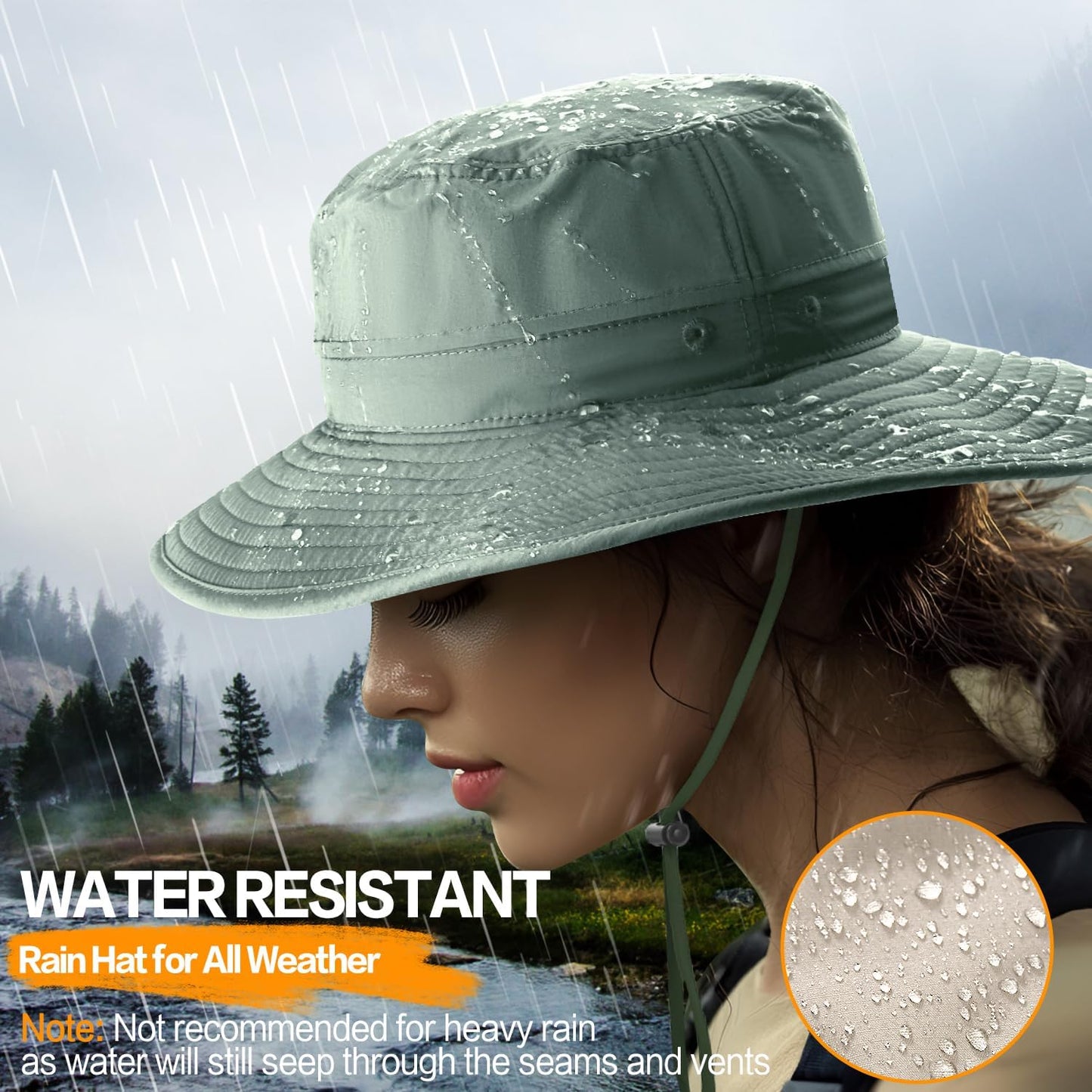 Sonnenhut für Herren und Damen UPF 50+ Schutz – Breiter Krempenhut für Outdoor-Wandern, Wasserabweisender faltbarer Hut zum Angeln
