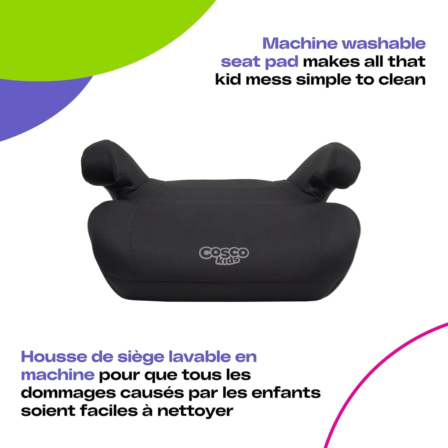 Cosco Kids Topside Leichter, rückengestützter Sitzerhöher, waschbarer Bezug, Schwarz