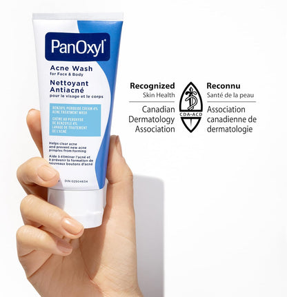 PanOxyl 4% Benzoylperoxid Akne-Waschgel, Hilft Akne zu lindern und vorzubeugen, Tägliches antibakterielles Waschgel, Sanft, pH-neutral, 85g