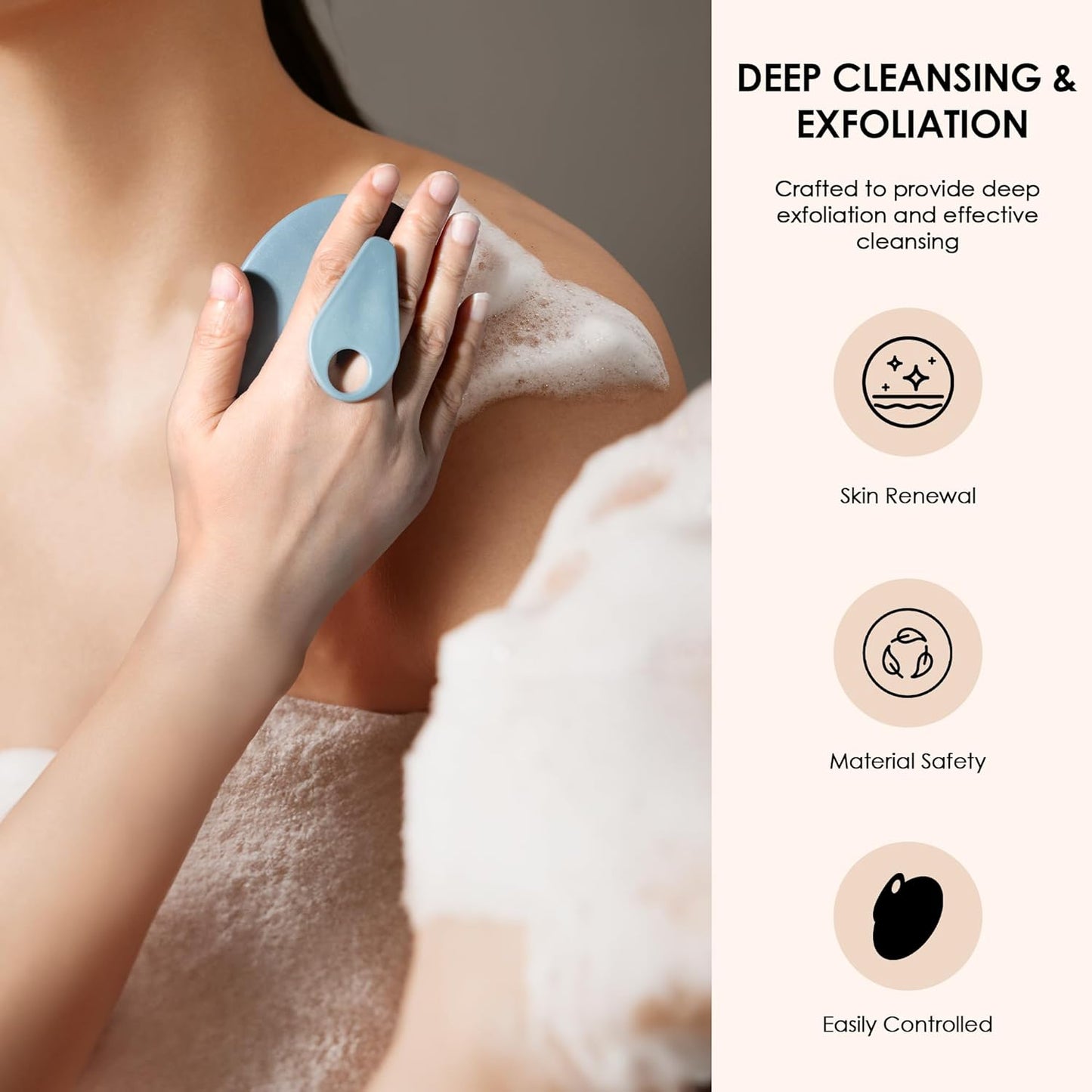 INNERNEED Duschbürste aus weichem Silikon in Lebensmittelqualität, Hand-Körperbürste zur Hautreinigung, sanftes Peeling, gute Schaumbildung (Schwarz)
